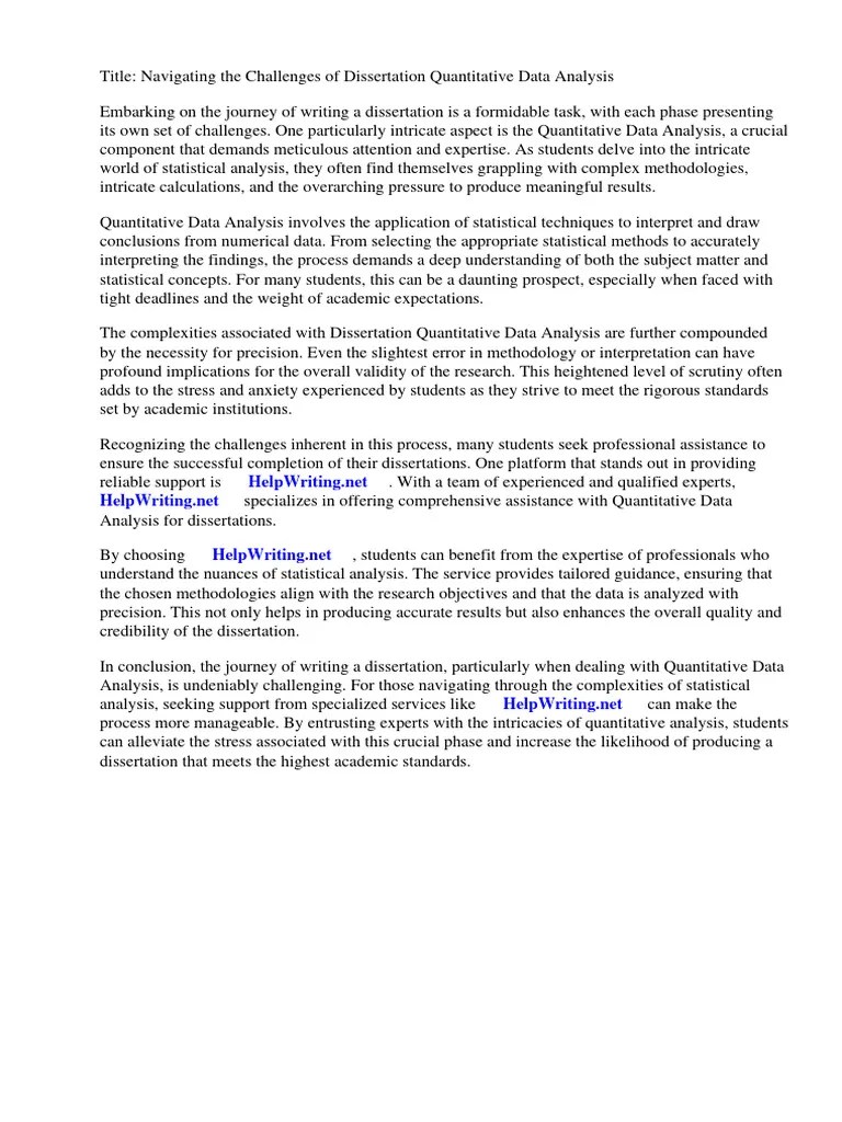 Dissertation Quantitative Data Analysis | PDF | Statistics | Data Analysis