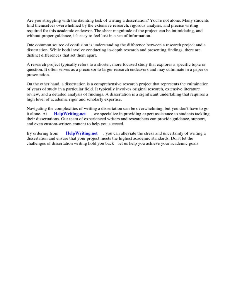 Difference Between Research Project And Dissertation | PDF | Thesis ...