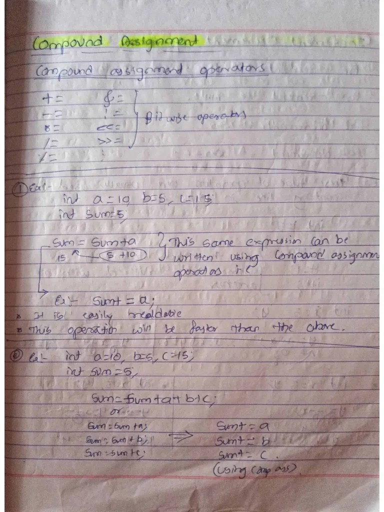 Compound Assignment & Increment Decrement Operators | PDF