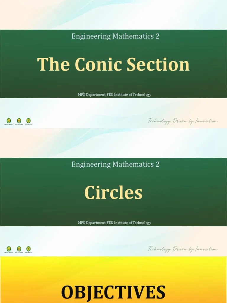 MTPPT The Conic Sections | PDF | Ellipse | Analytic Geometry