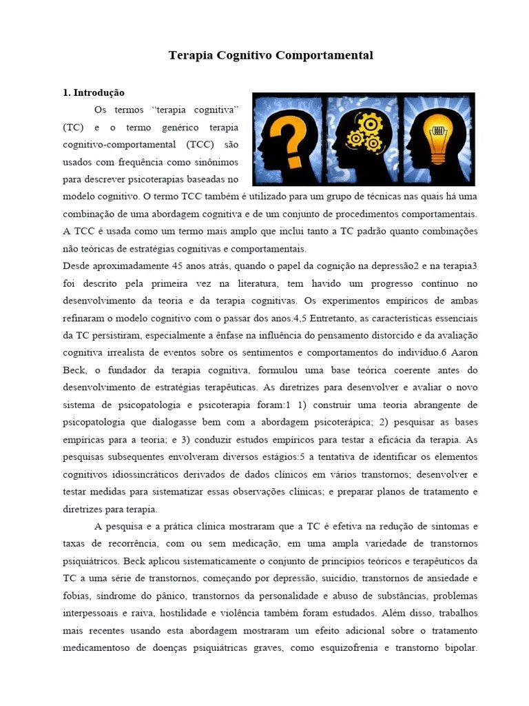 Terapia Cognitivo Comportamental | PDF | Terapia Cognitiva Comportamental | Pensamento