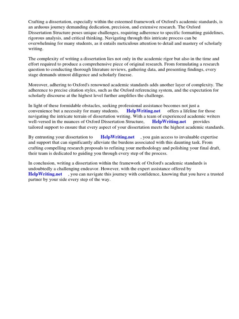 Oxford Dissertation Structure | PDF | Thesis | Evaluation
