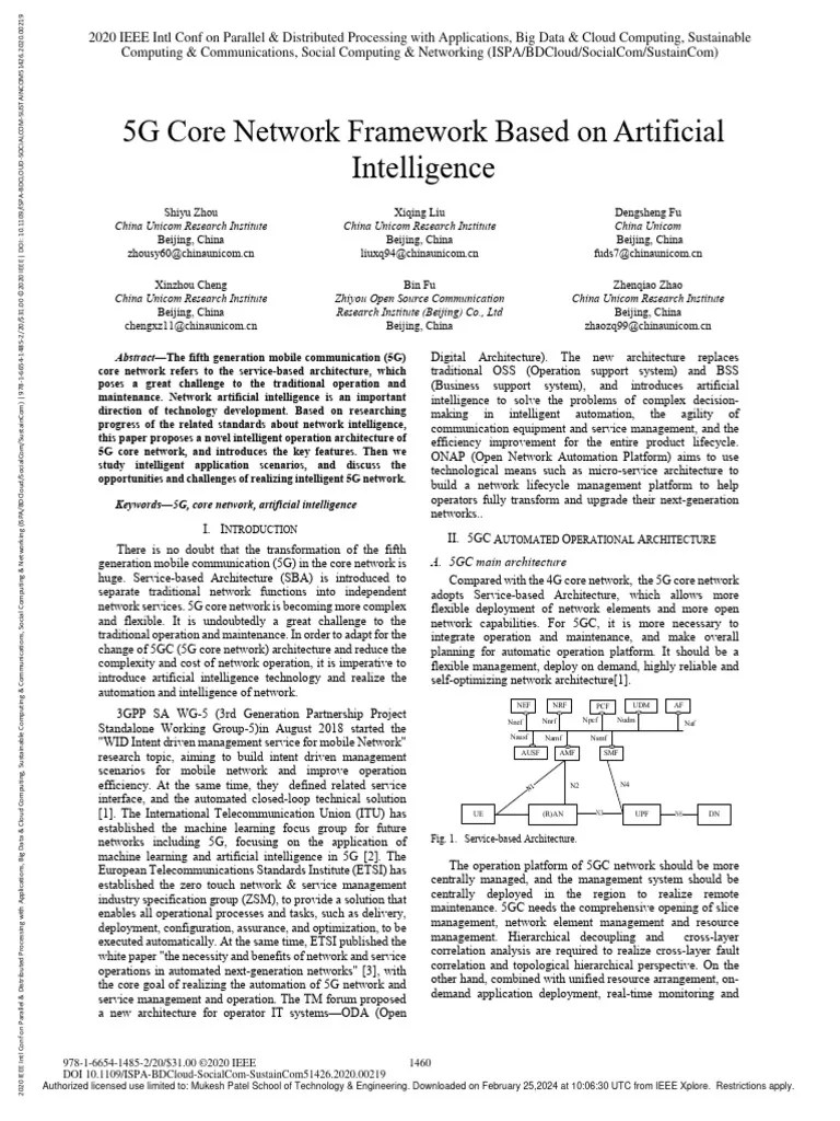 5G Core Network Framework Based On Artificial Intelligence | PDF ...