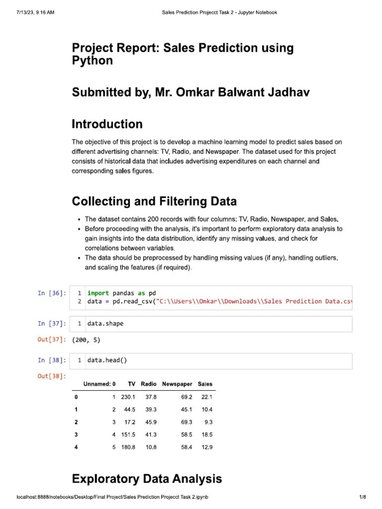 Task 5 Sales Prediction Using Machine Learning | PDF