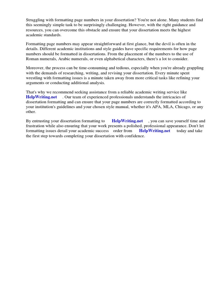 Formatting Page Numbers Dissertation | PDF | Thesis | Apa Style