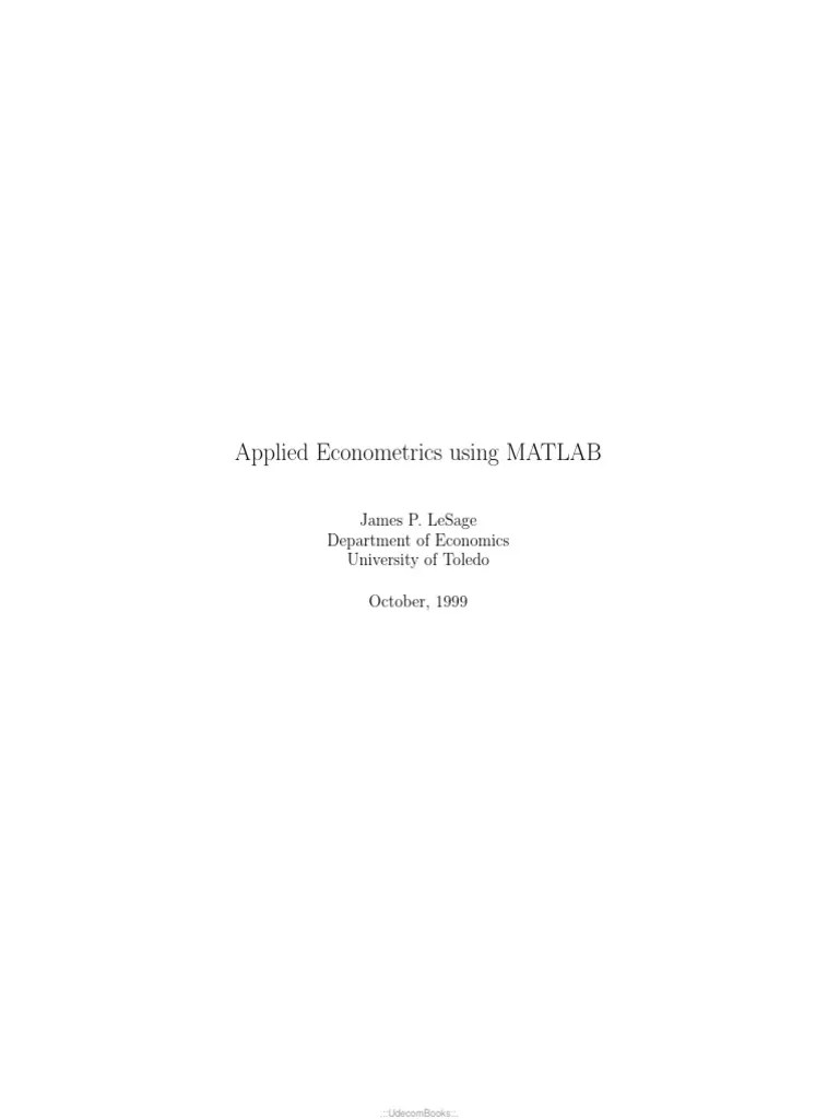 Applied Econometrics Using Matlab | PDF | Matlab | Ordinary Least Squares