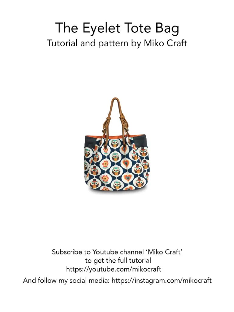 Eyelet Tote Bag - Pattern By Miko Craft | PDF