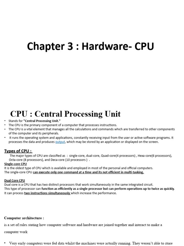 Chapter 3-CPU | PDF | Central Processing Unit | Computer Data Storage