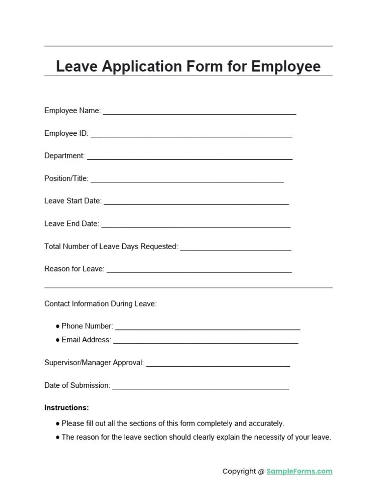 Leave Application Form For Employee | PDF