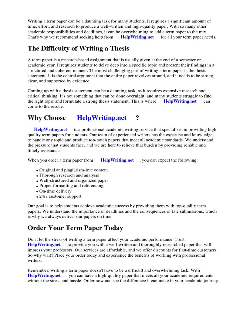 Writing A Term Paper Guidelines | PDF | Citation | Academic Publishing