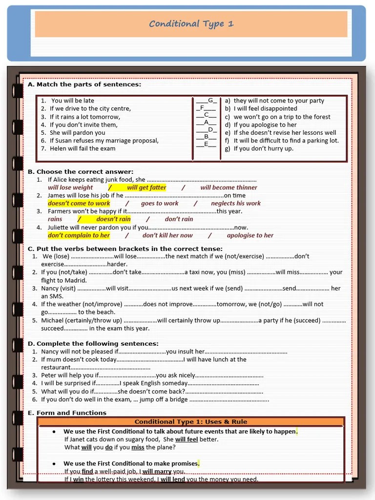 Conditional Type 1 | Download Free PDF | Linguistics | Grammar