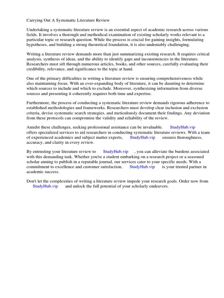 Carrying Out A Systematic Literature Review | PDF | Systematic Review ...
