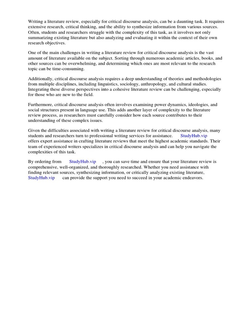 Critical Discourse Analysis Literature Review | PDF | Discourse | Linguistics