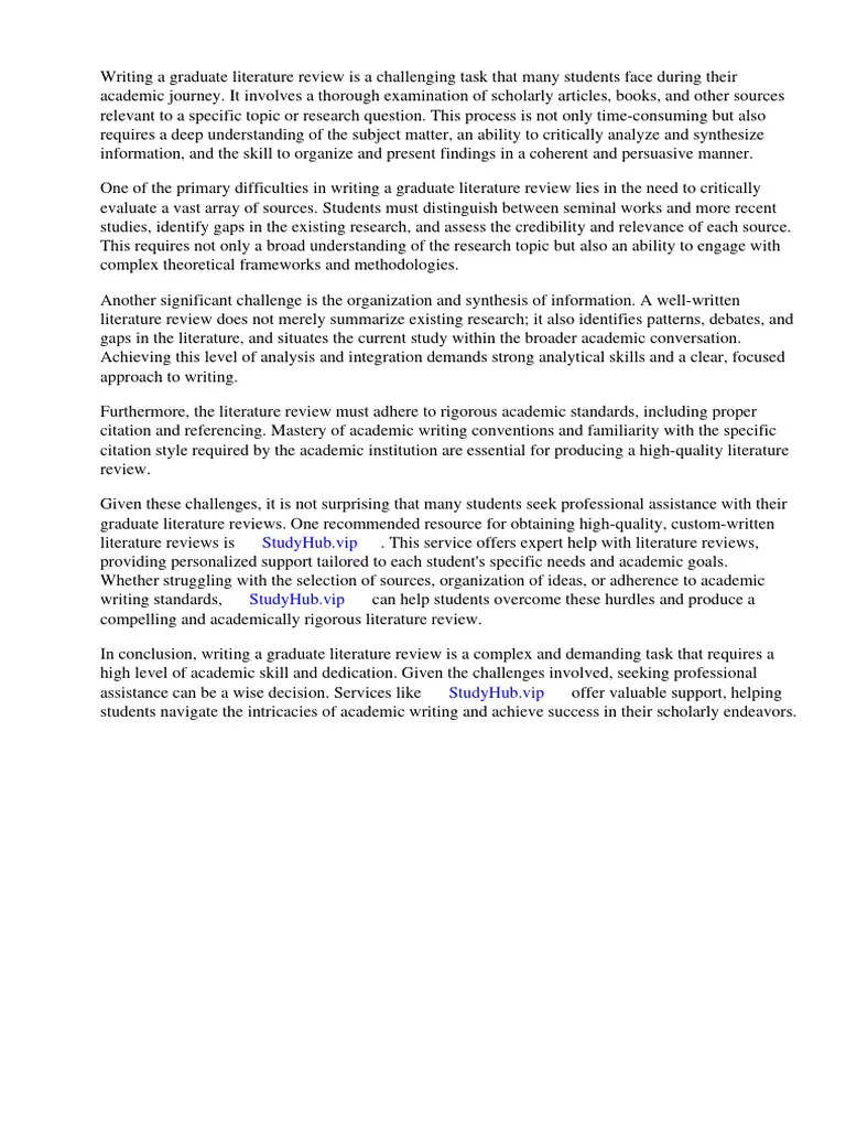 How To Write A Graduate Literature Review | Download Free PDF | Thesis ...