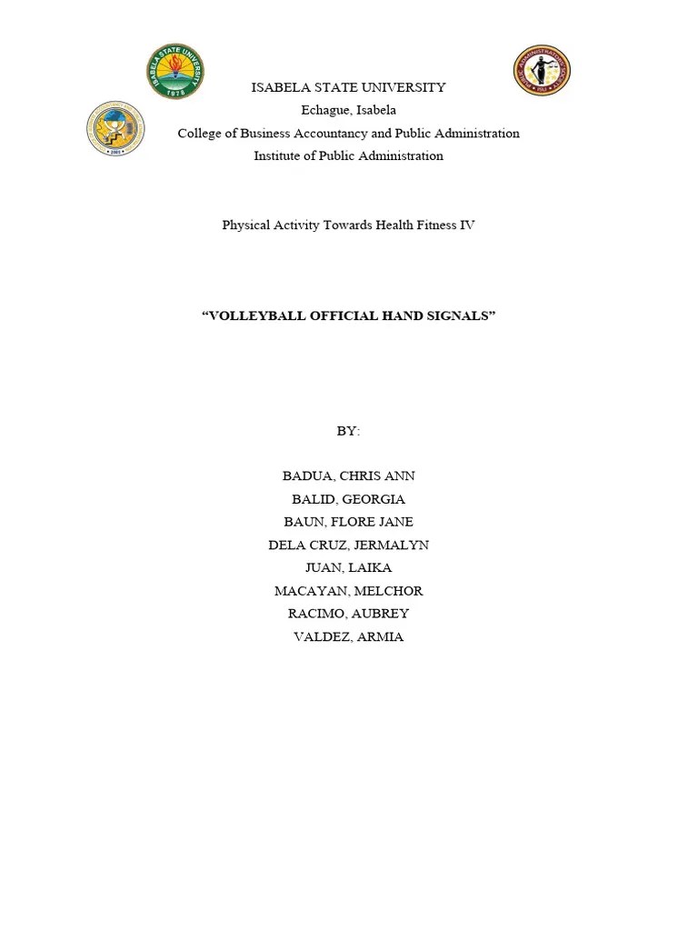 Volleyball Official Hand Signals | PDF | Hand | Volleyball