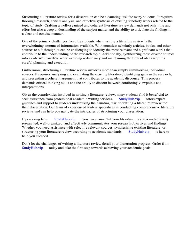 Structure Of Literature Review For Dissertation | PDF | Literature Review | Thesis