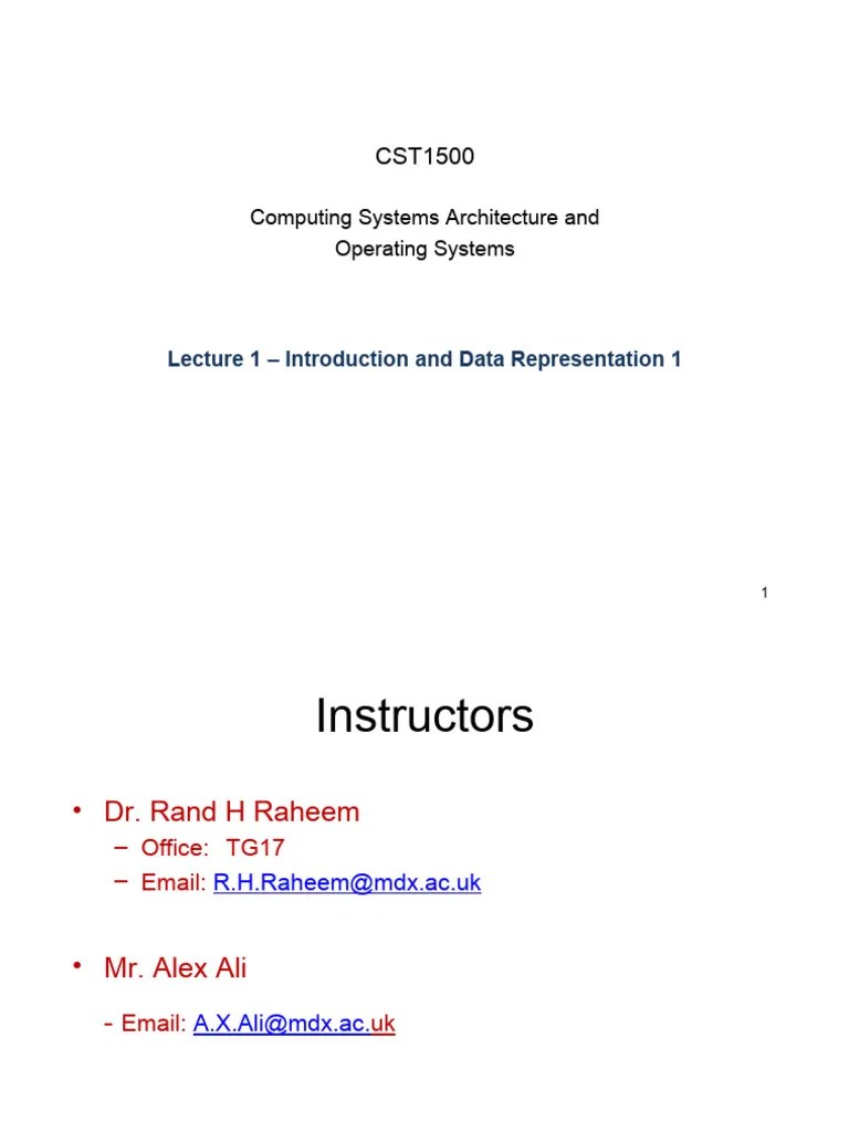 Lecture01-Introduction And Data Representation 1 | PDF | Bit | Byte