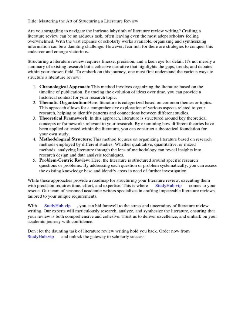 Ways To Structure A Literature Review | PDF | Methodology | Literature ...