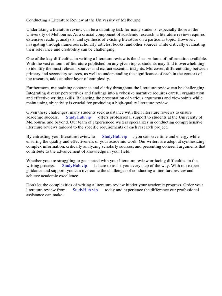 Conducting A Literature Review University Of Melbourne | PDF | Literature Review | Science