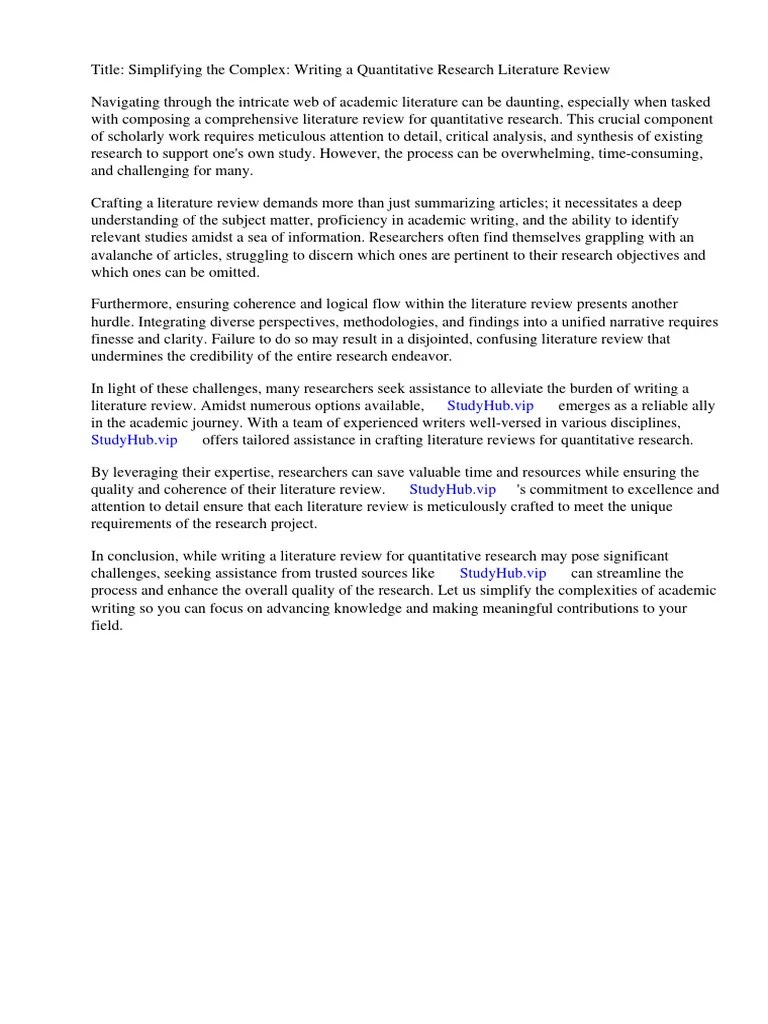Quantitative Research Literature Review Example | PDF | Statistics ...