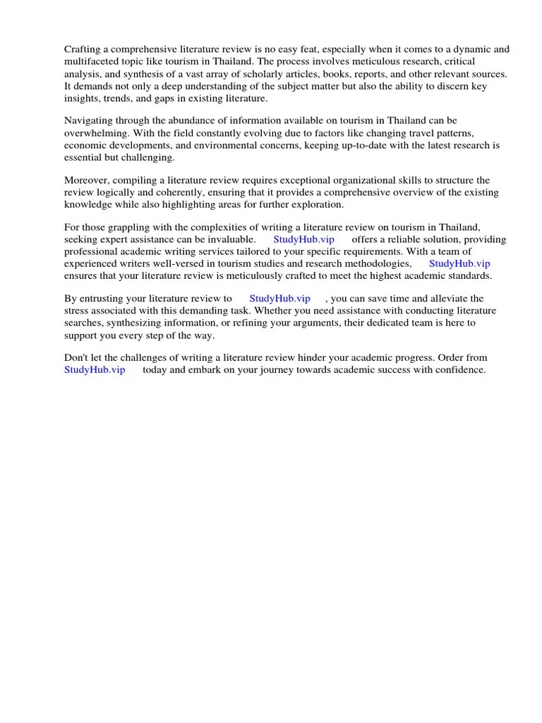 Literature Review Of Tourism In Thailand | PDF | Tourism | Thailand