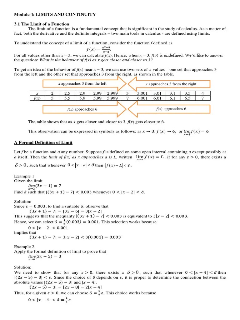 ACQUIRE Module 3 Limits And Continuity | PDF | Function (Mathematics ...