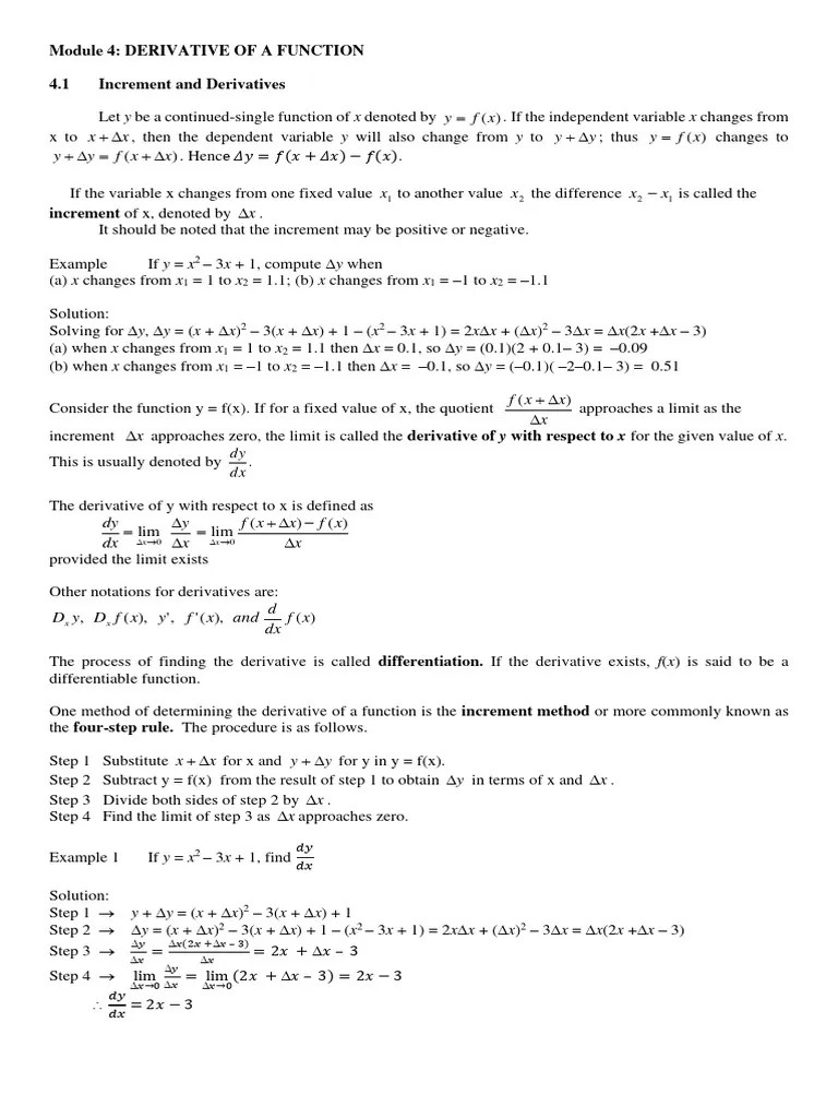 ACQUIRE Module 4 Derivative Of A Function | Download Free PDF | Derivative | Function (Mathematics)
