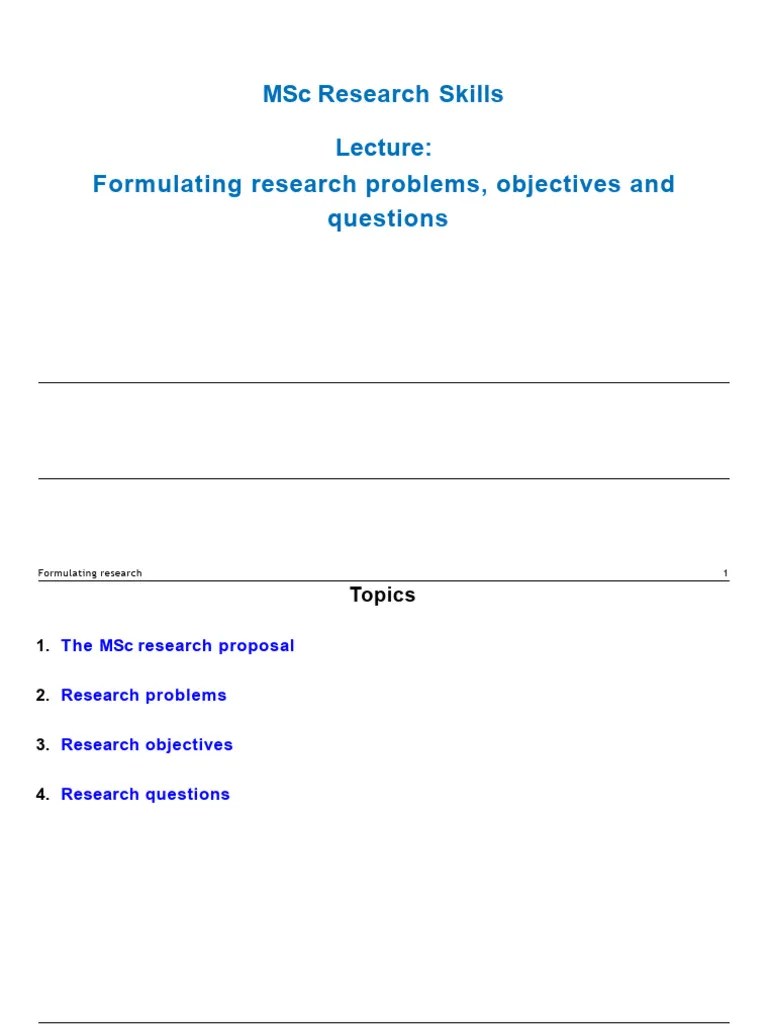 Lecture2_Formulating Research Problems, Objectives And Questions | PDF ...