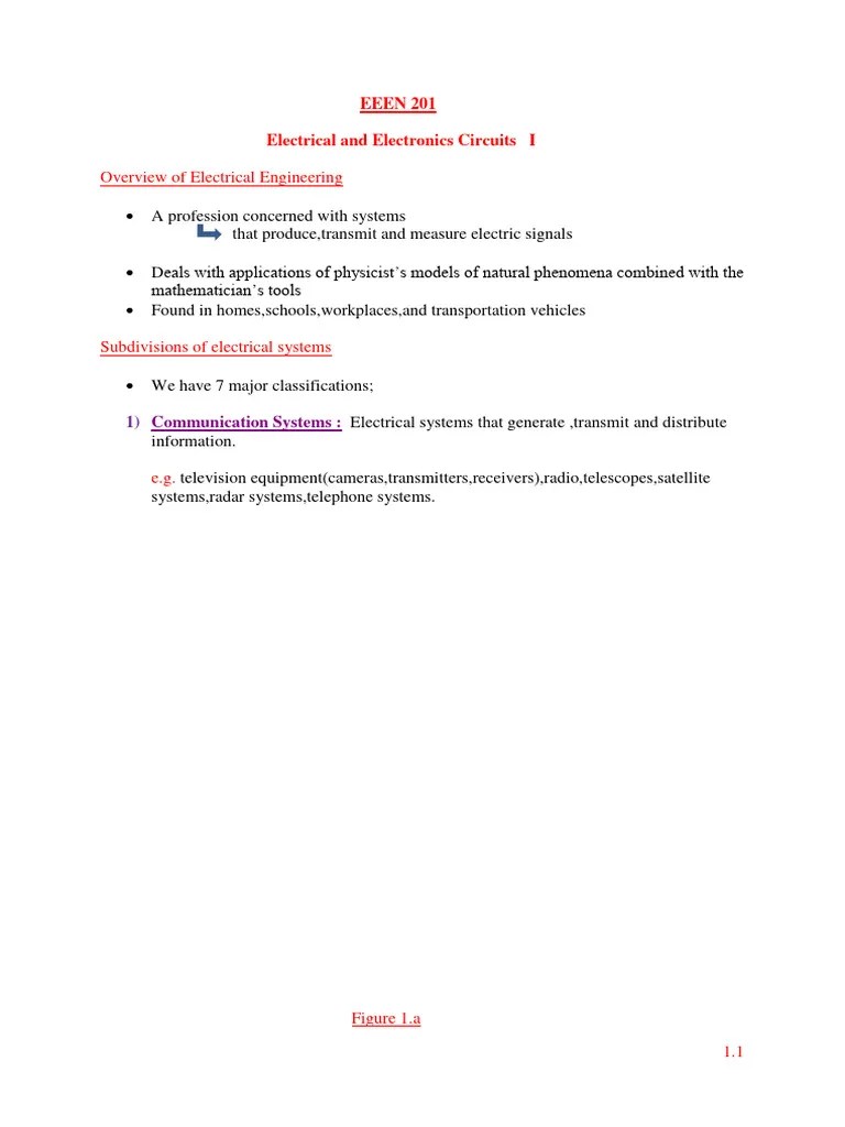 EEEN 201 Lecture Notes-01 | PDF | Electrical Network | Voltage