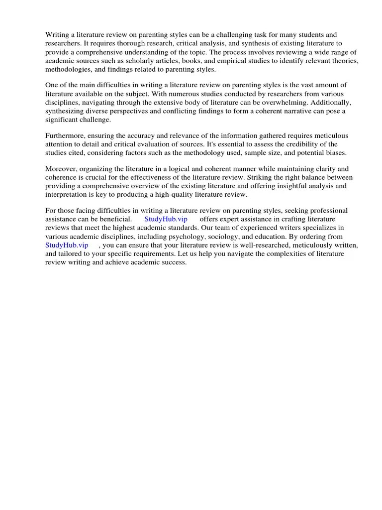 Literature Review On Parenting Styles | PDF | Parenting | Adolescence