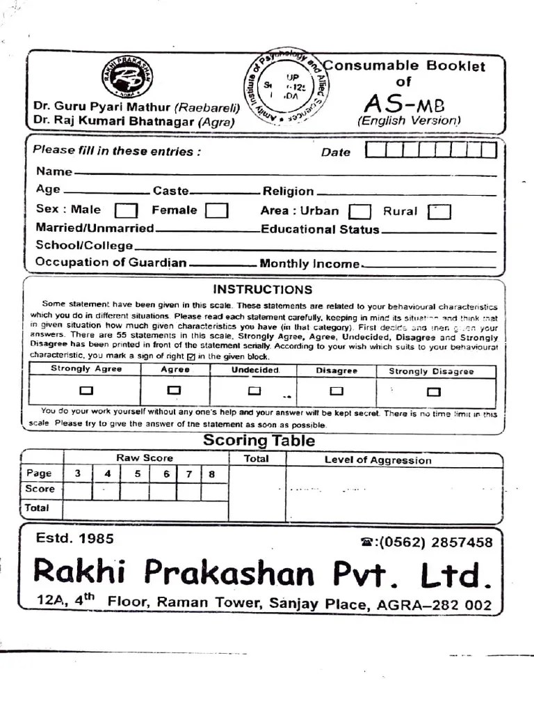 Aggression Scale | PDF
