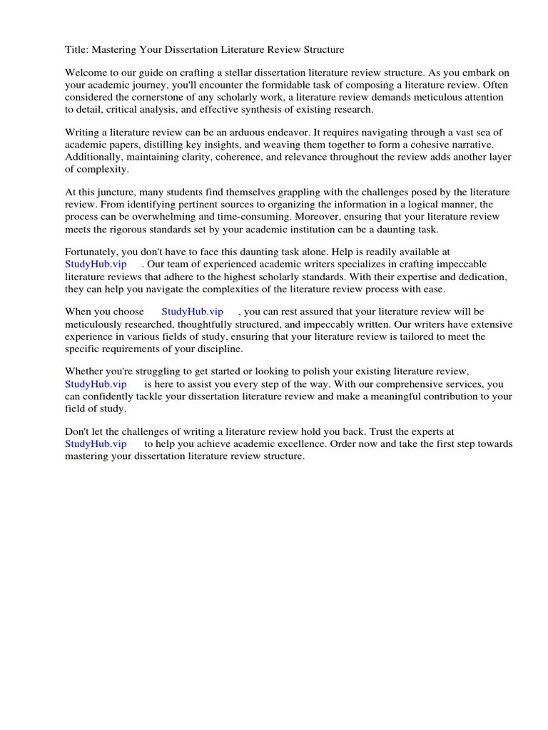 Dissertation Literature Review Structure | PDF | Citation | Thesis