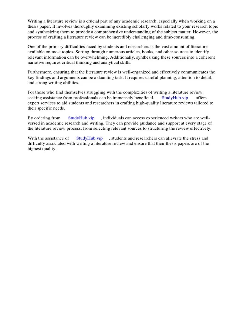 Sample Literature Review Thesis Paper | PDF | Thesis | Curriculum
