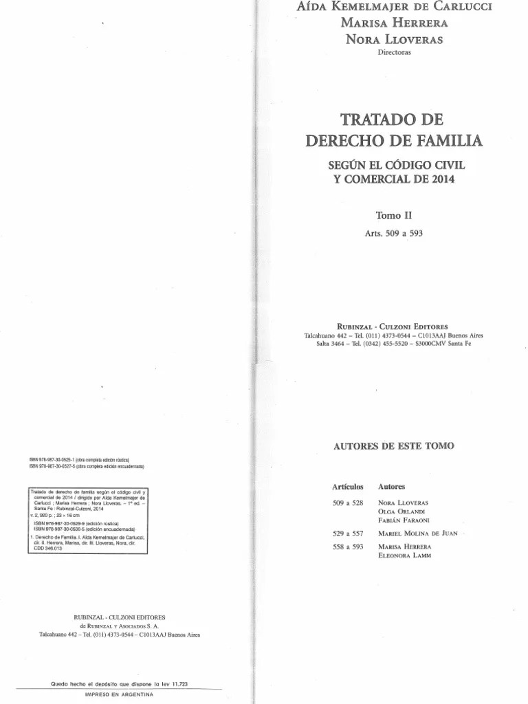 Kemelmajer De Carlucci, Aida - Tratado De Derecho De Familia - Tomo II ...