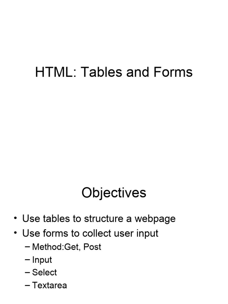 Tables And Forms | Download Free PDF | Html Element | Html
