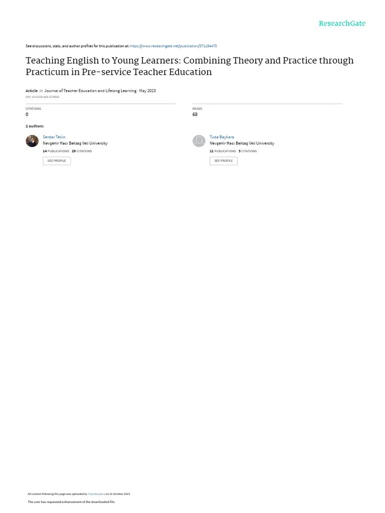 Teaching English To Young Learners: Combining Theory And Practice ...