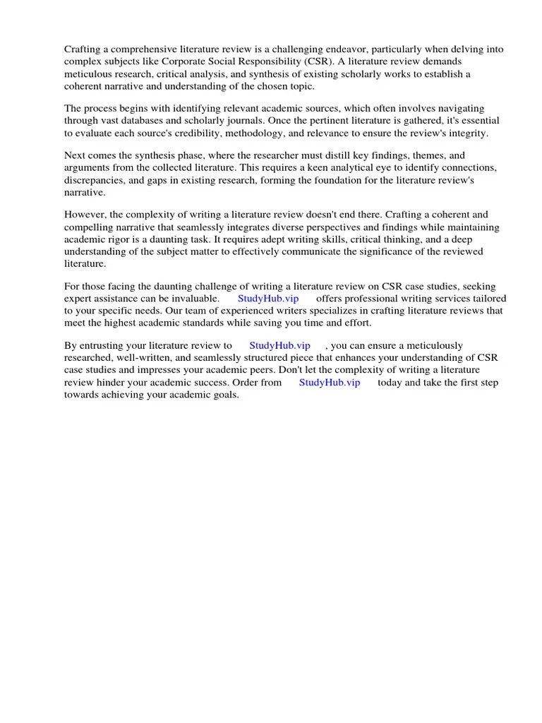 Literature Review Of CSR Case Study | PDF