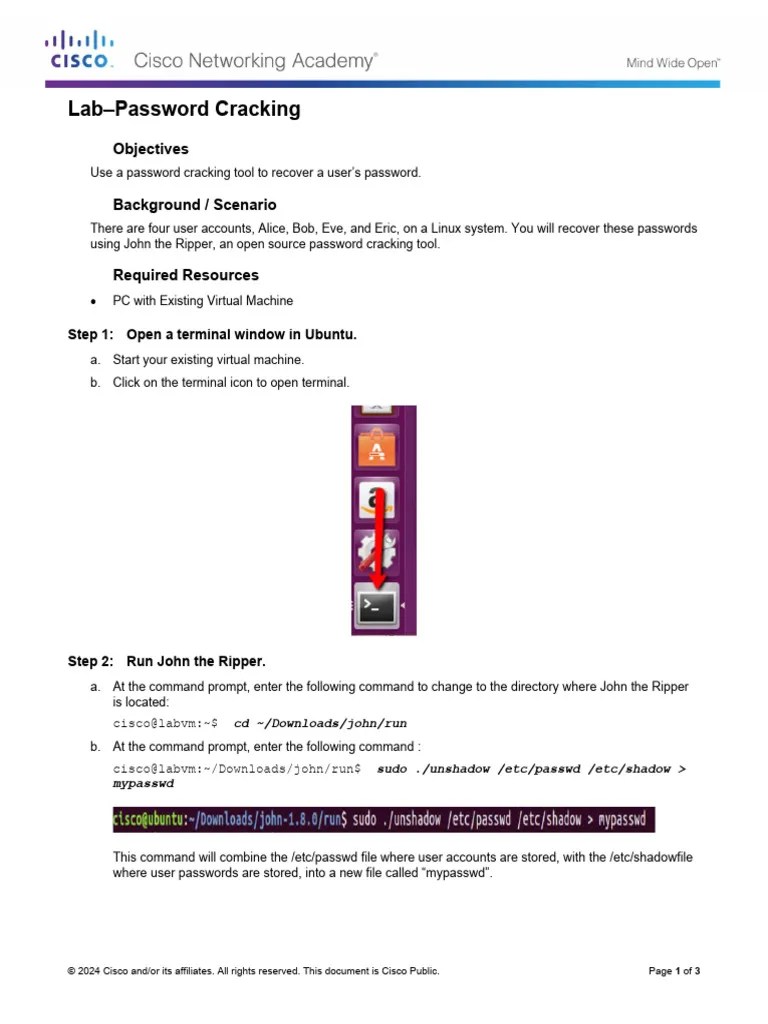 5.1.2.4 Lab - Password Cracking | PDF