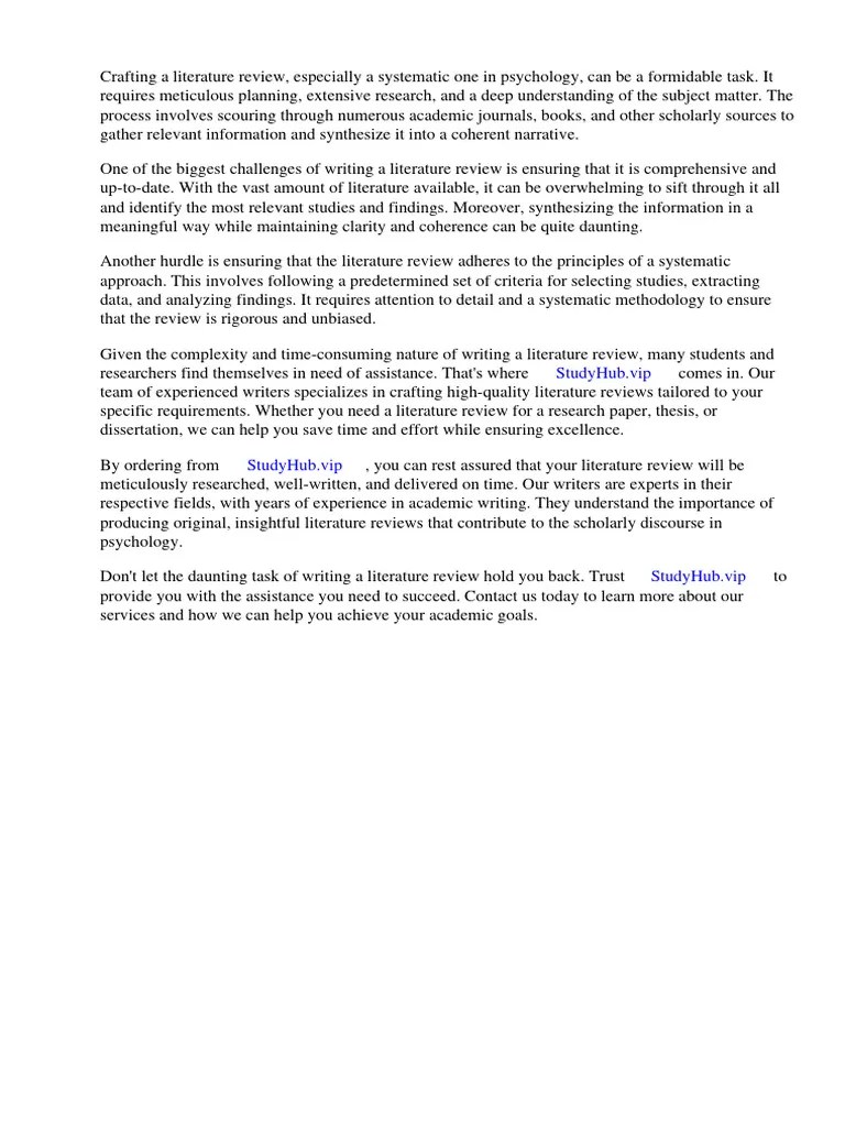 Systematic Literature Review Example Psychology | PDF | Systematic ...