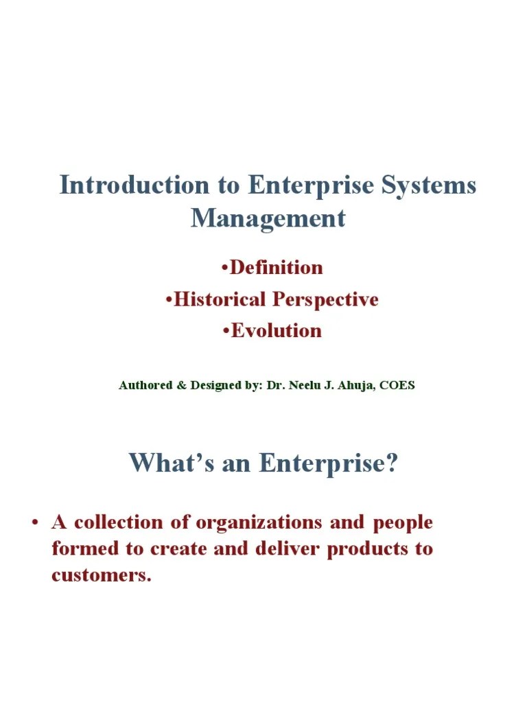 Introduction To Enterprise Systems Management | Download Free PDF ...