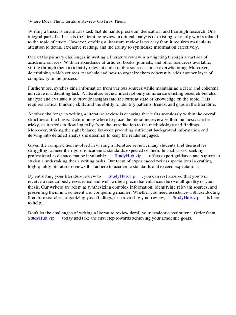 Where Does The Literature Review Go In A Thesis | Download Free PDF | Critical Thinking ...