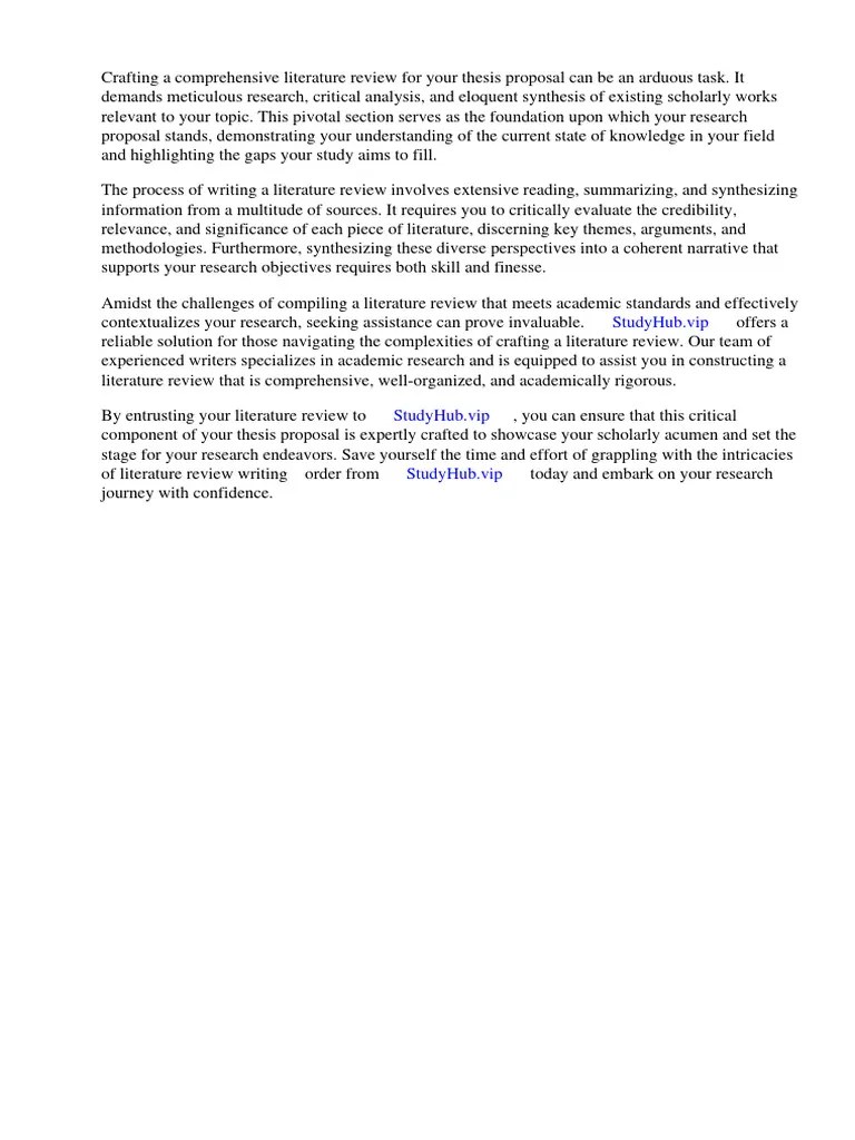 Thesis Proposal Literature Review Example | PDF