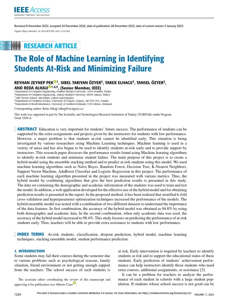 The Role Of Machine Learning In Identifying Students At-Risk And ...
