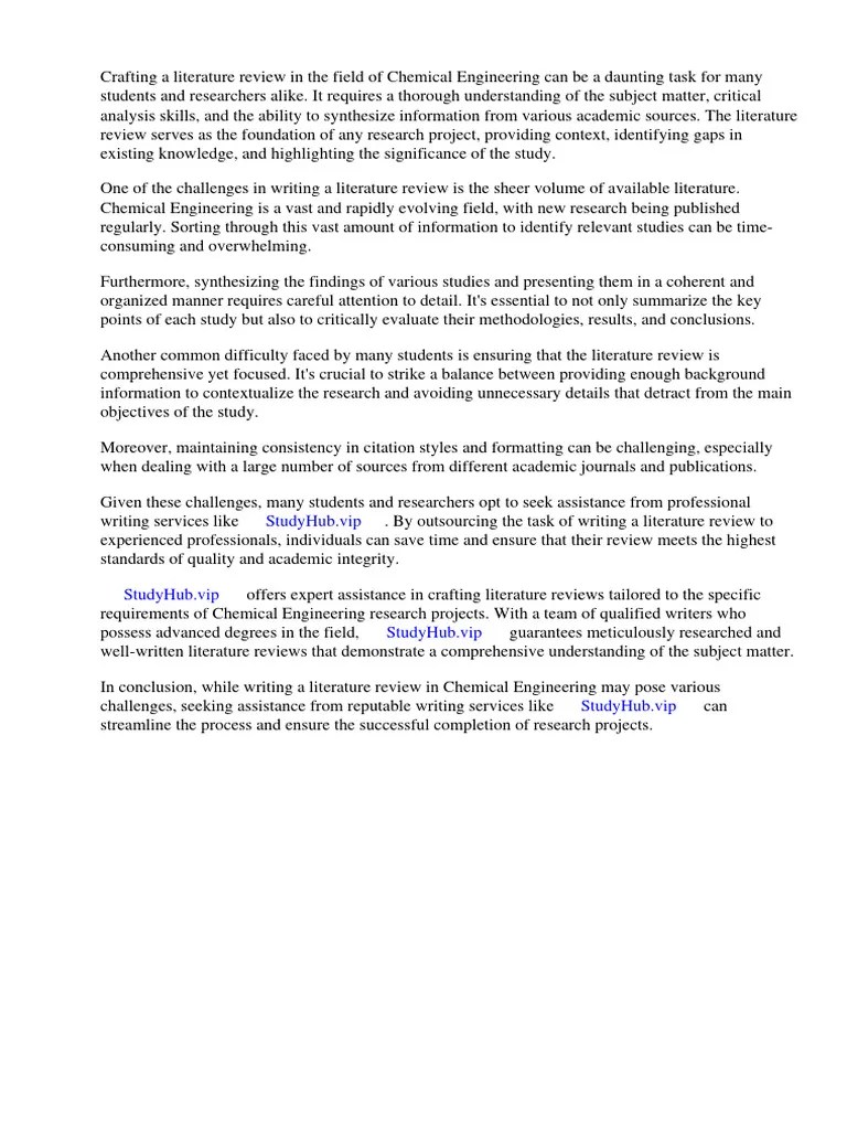 How To Write A Literature Review Chemical Engineering | PDF | Academic Journal | Knowledge