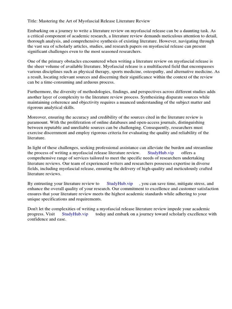 Myofascial Release Literature Review | PDF | Shock (Circulatory) | Massage