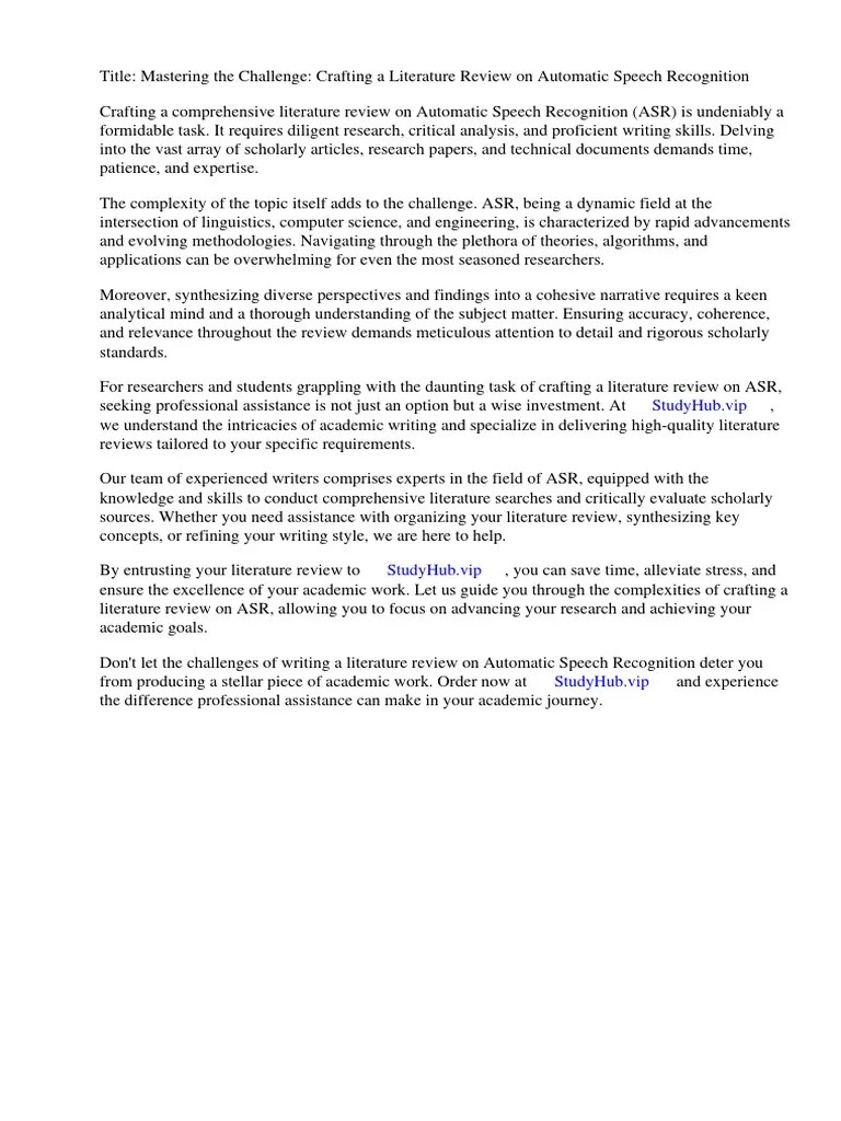 Literature Review On Automatic Speech Recognition | PDF | Speech Recognition