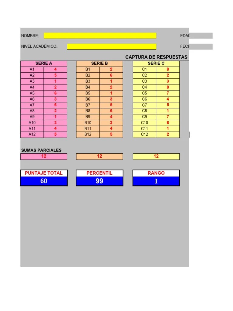 Plantilla De Corrección Raven | PDF