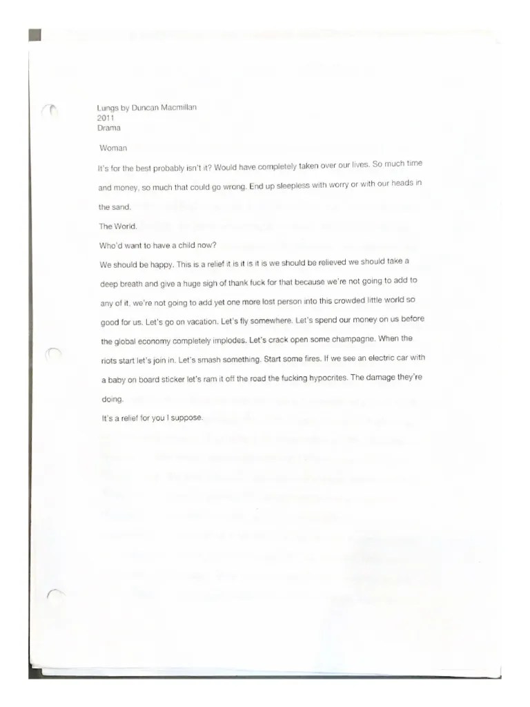 Lungs By Duncan Macmillan | PDF