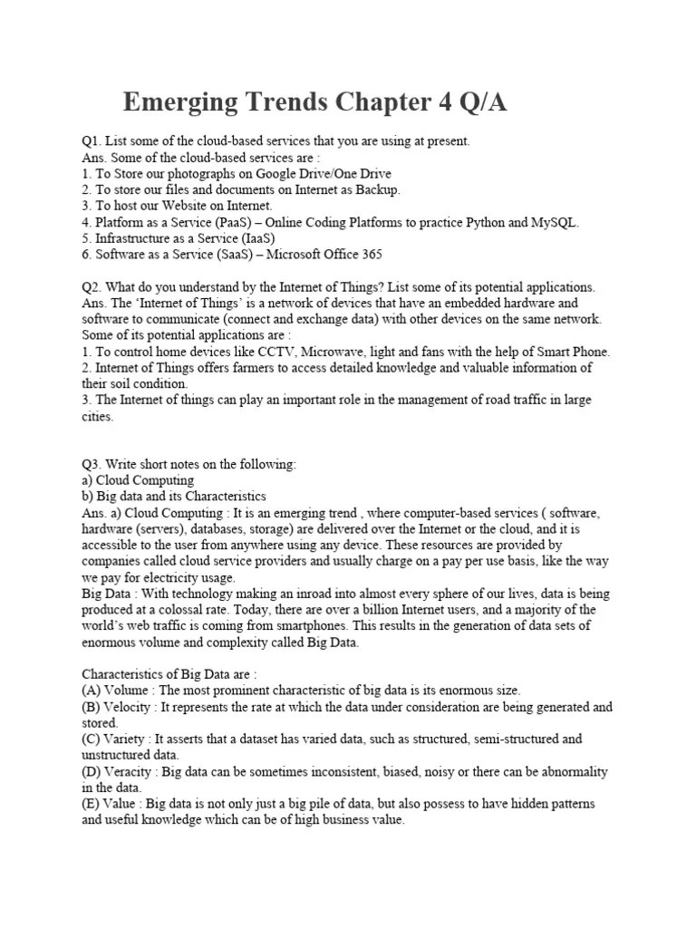 Class 11 Computer Science Chapter 4 | PDF | Cloud Computing | Internet Of Things