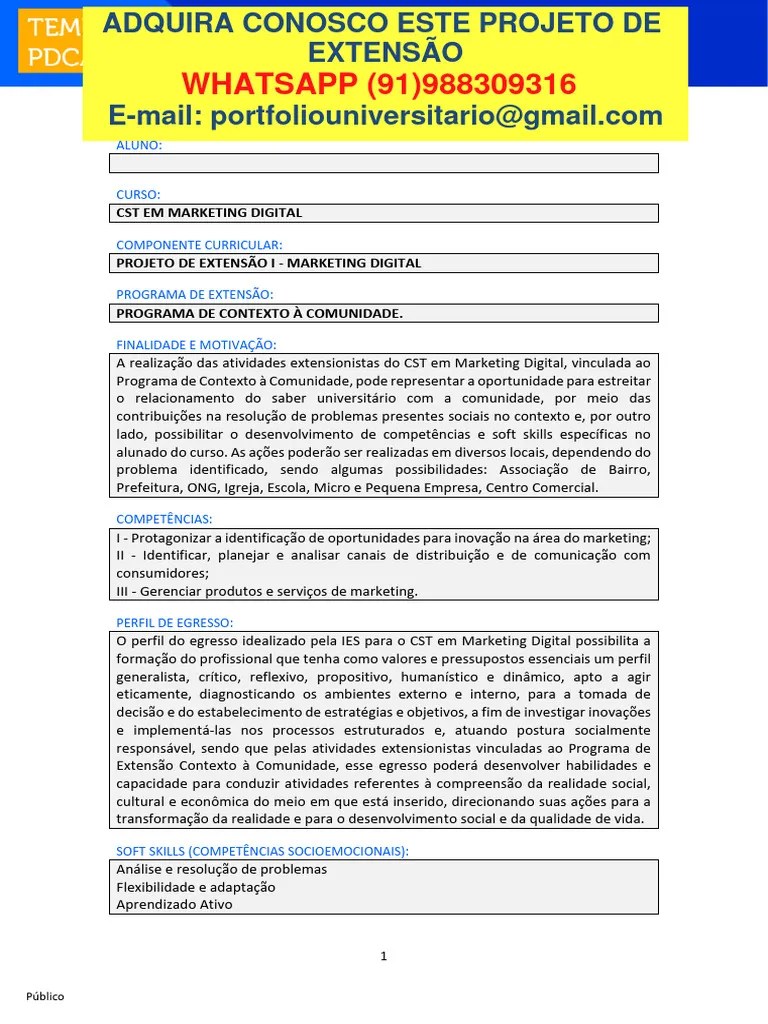 Projeto De Extensão I Marketing Digital | PDF | Marketing | Marketing ...